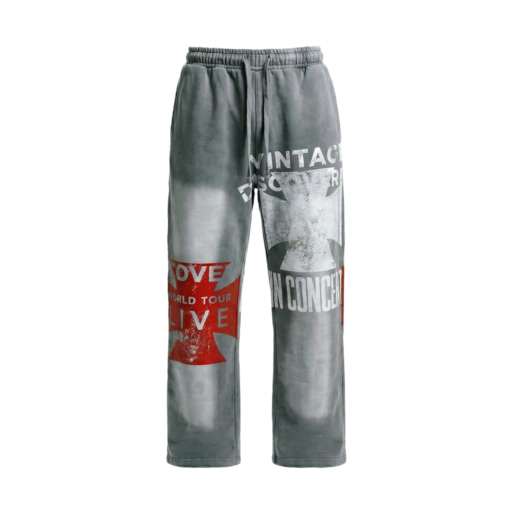 "DISCOVER" Sunfaded Grey Sweatpants