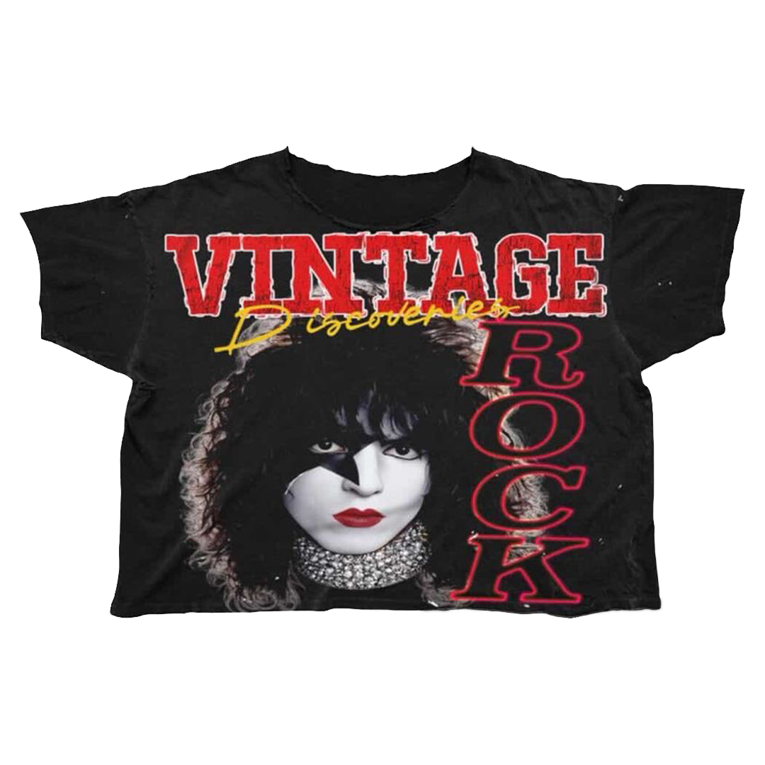 Vintage Rock Tee black, front graphic