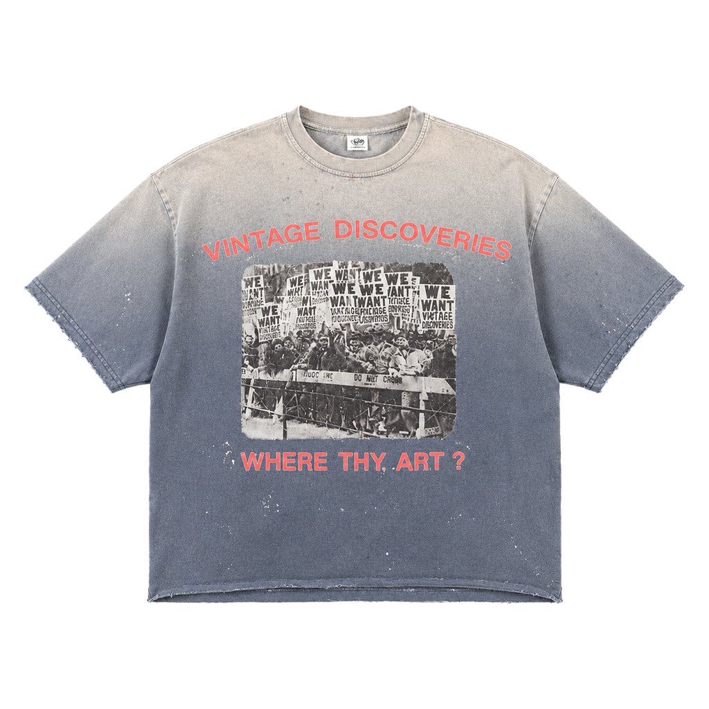 "WHERE THY ART?" Sunfaded Distressed T-Shirt