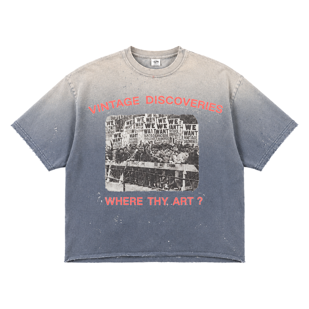 "WHERE THY ART?" Sunfaded Distressed T-Shirt